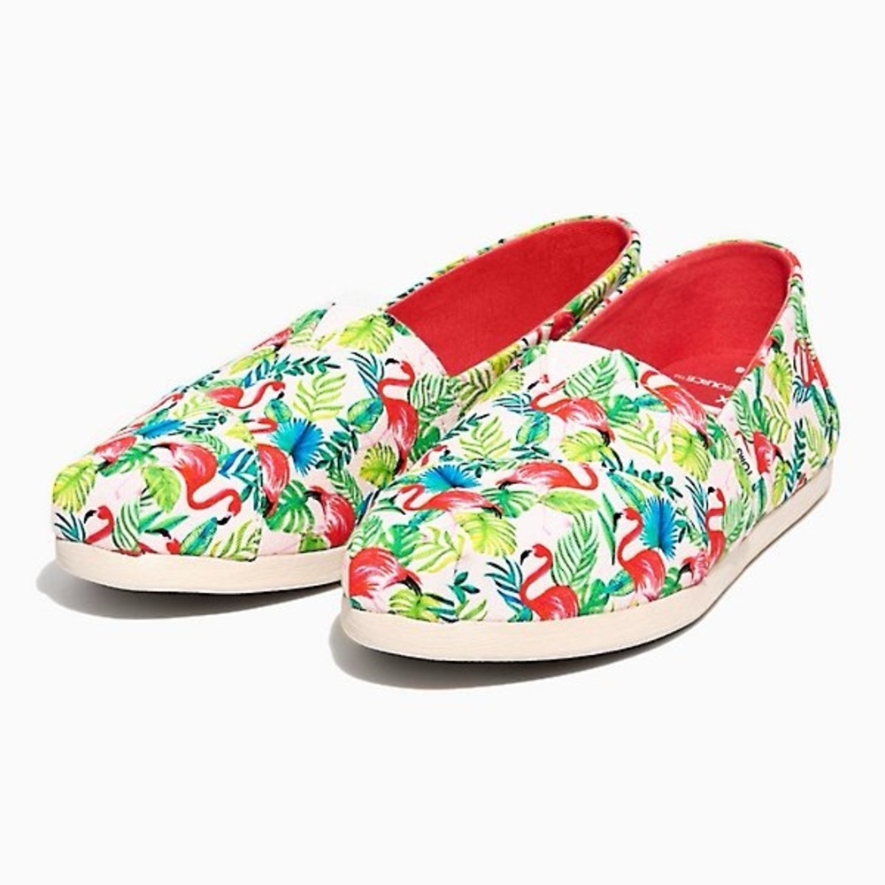 Tom’s flamingo shoes